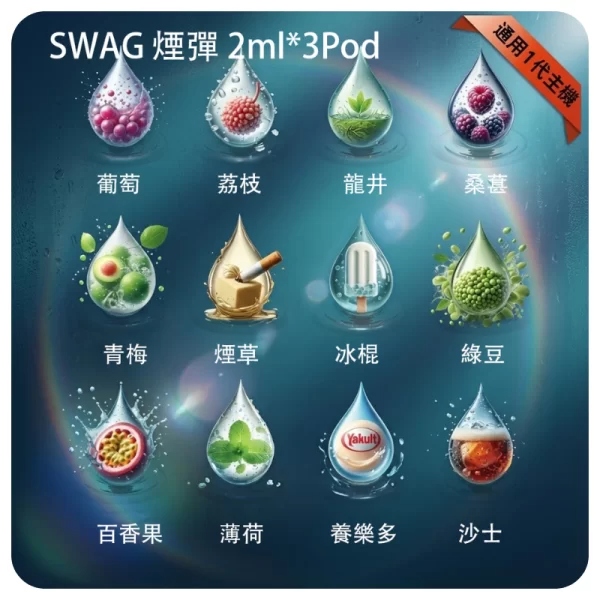 【買五盒送主機】SWAG 煙彈 | 通用一代主機 | 18種口味 | 2ml*3顆裝 | 2026全新上市